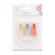 Bizzu Baby Silicone Finger Toothbrush with Storage Case, Food-Grade Platinum Silicone, Oral Care for Infants and Babies, 3 Count