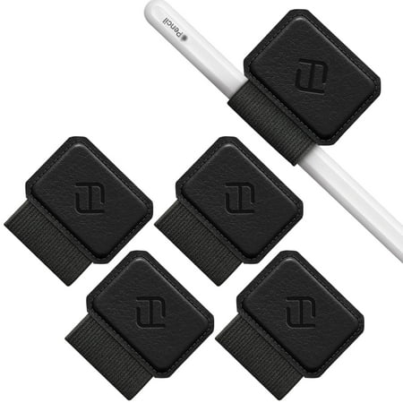 Fintie 4 Pack Pen Loop Holder for Apple Pencil (USB-C) & Apple Pencil (1st / 2nd Generation) and Stylus Pens, Self Adhesive Leather Pencil Holder with Elastic Loop