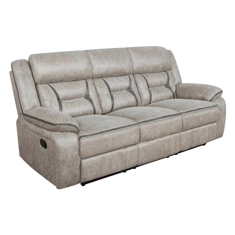 Pemberly Row 2-piece Faux Leather Upholstered Motion Living Room Set Beige