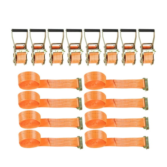 munirater E-Track Ratchet Straps Heavy Duty Tie Down 8 Pack 2"x15" 4400 lbs Orange
