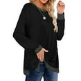 thumbnail image 5 of Sweatshirt for Women Long Sleeve Tunic Tops Color Block Crewneck Sweatshirts Side Split, 5 of 7