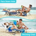 thumbnail image 3 of #Wejoy Beach Lounge Chair Face Down Tanning Adjustable Folding Lawn Chair for Adult (Darkblue/White), 3 of 8