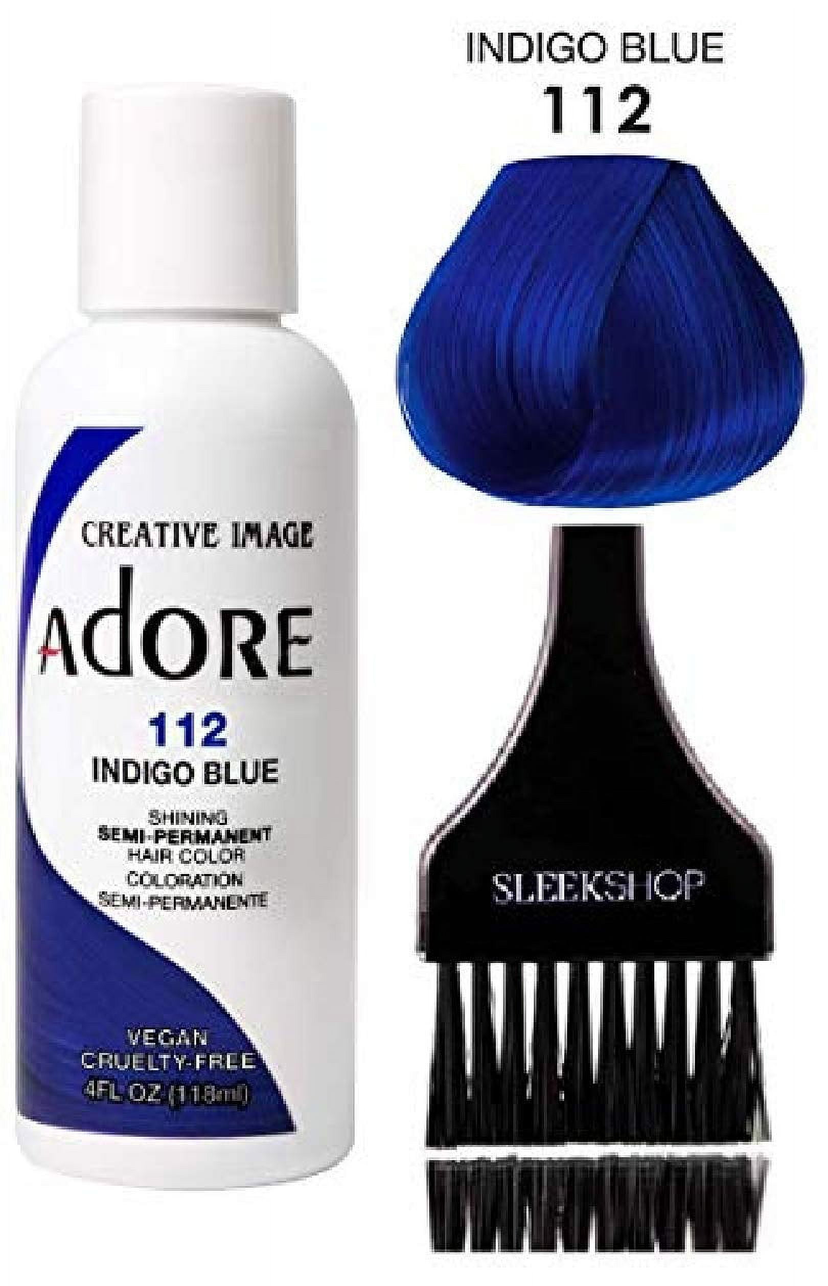 ADORE Creative Image Shining SEMI-PERMANENT Hair Color (w/ brush) No  Ammonia - 112 Indigo Blue - Walmart.com, image size:1620x2516