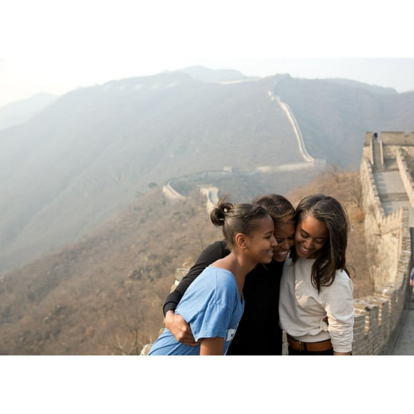 First Lady Michelle Obama And Daughters Sasha And Malia On The Great Wall Of China. March 23 History (24 x 18)