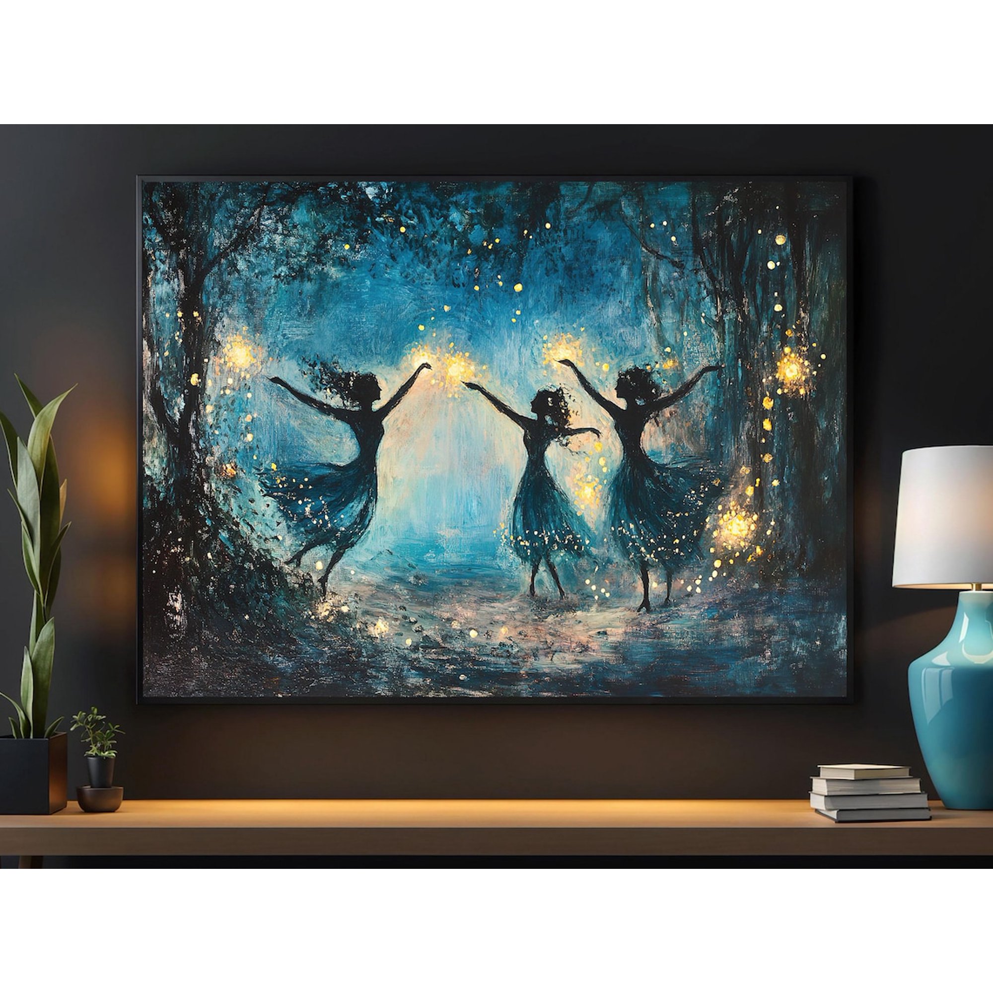 Magical Fairies Forest Wall Art Print Enchanted Nature Decor