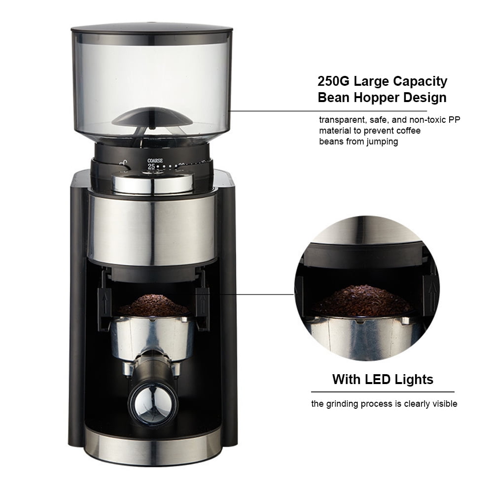 AREALER Electric Burr Coffee Grinder Adjustable Automatic Conical Burr Mill Coffee Bean Grinder with 25 Grind Setting for 2-12 Cups Capacity French Press Drip Coffee and Espresso Black
