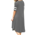 thumbnail image 4 of Femmes Rayé Col Rond Taille Haute Asymétrique Ourlet T-shirt Midi Robe, 4 of 4