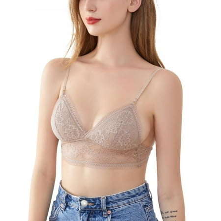 

Women Seamless Lace Backless Bra Triangle Cup Bralette Thin Underwear