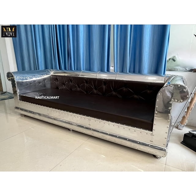 Nauticalmart Modern Style Sofa with Brown Leather Furniture