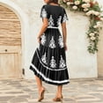 thumbnail image 5 of WTOBBY Women's Summer Casual Flowy Short Sleeve Bohemian Floral Print Maxi Dress for Beach Vacation Formal Evening Party Guest Wedding Long Dress with Lightweight Chiffon Fabric,Black S, 5 of 5