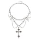 thumbnail image 3 of Collar de estrella cruzada con borlas de perlas de doble capa y alto brillo con diseño de nicho de joyería para mujer, conjunto completo, 3 of 6