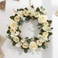thumbnail image 3 of style3 Anillo de corona de flores artificiales, colgante de campo para puerta, decoración de hojas redondas, soporte para puerta, accesorios colgantes, 3 of 4