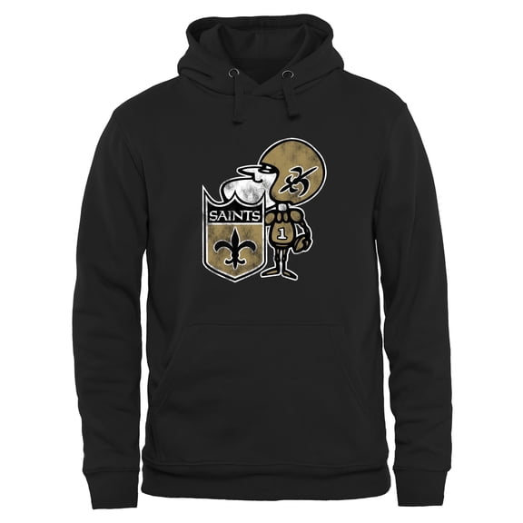Men's Black New Orleans Saints Throwback Logo Pullover Hoodie