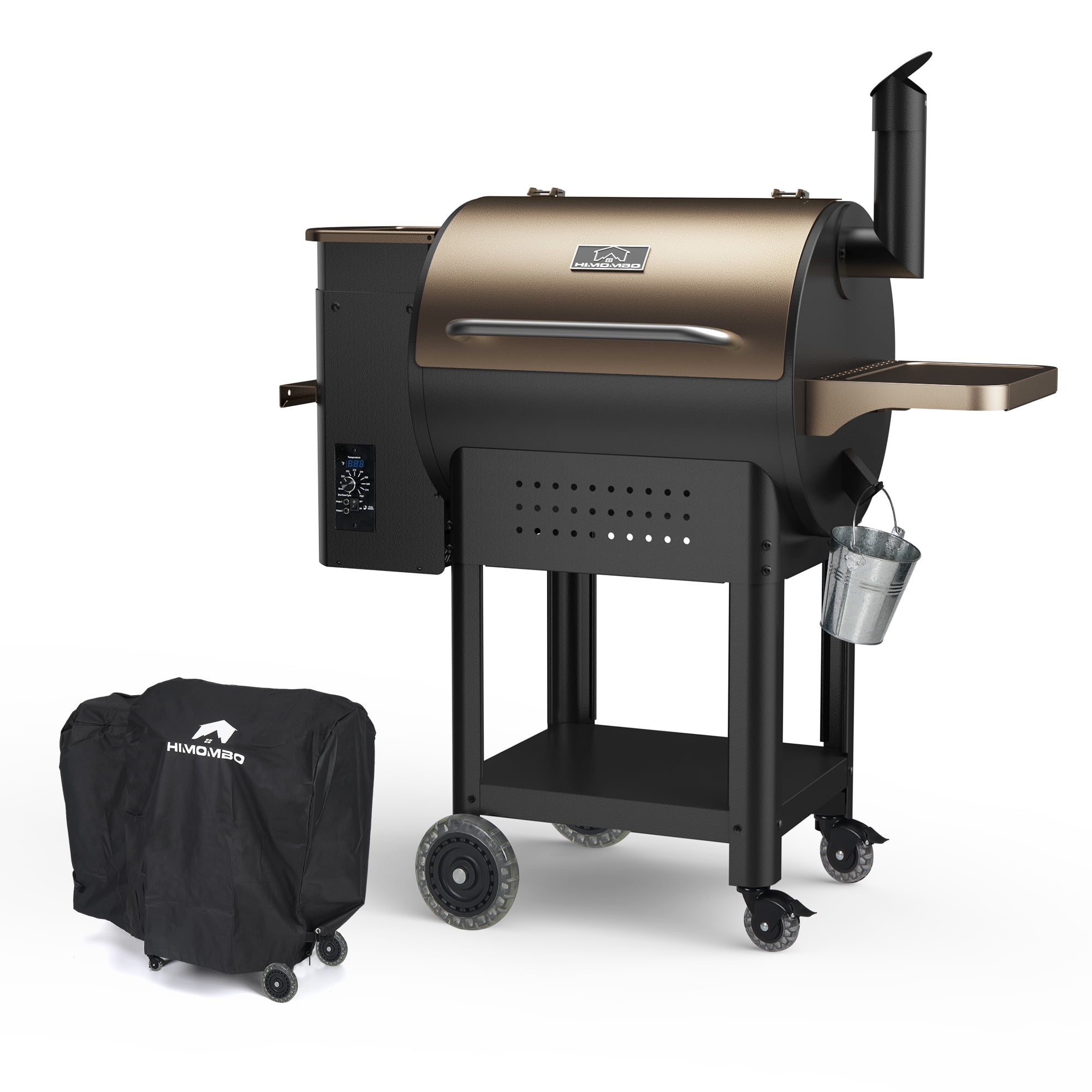 HiMombo 570 SQ. in. 8 1 Wood Pellet Grill and Smokers with 600D Cover, BBQ Grill Pellets, Auto Temperature -