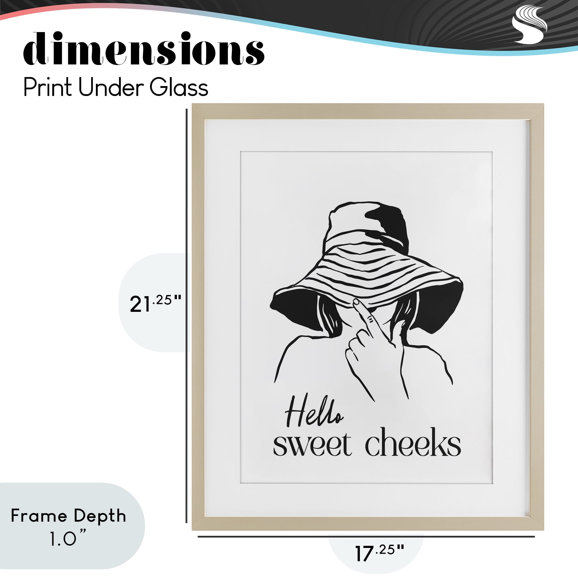 Stupell Industries Sweet Cheeks Bathroom Greeting Birch Framed Print Under Glass, design by Lettered and Lined