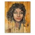 thumbnail image 3 of Designart 'Girl Face With Green Eyes & Black Hair Impression' Modern Print on Natural Pine Wood, 3 of 5
