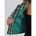 thumbnail image 5 of DARING DIVA Tweed Jacket Round Neck Button Front Closure Long Sleeve M Green Black, 5 of 6
