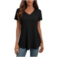 thumbnail image 2 of Livrdious Womens Summer Tops Short Sleeve V Neck Casual Shirts Curved Hem Flowy Tee Trendy 2026 Basics Tunic Tshirt, S-2X, 2 of 6