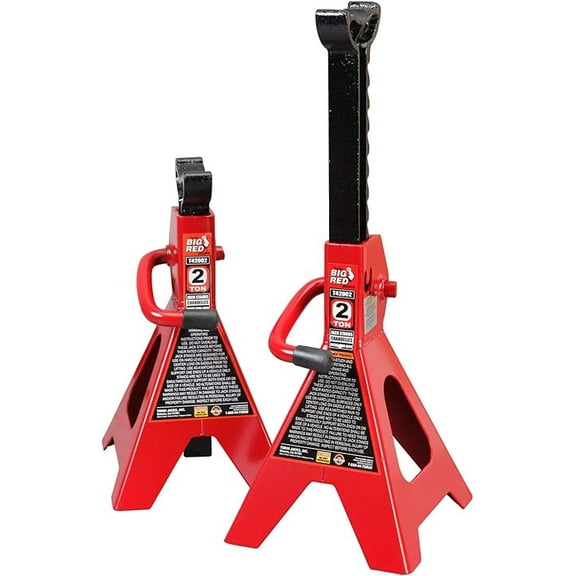 BIG RED T42002 Torin Steel Jack Stands: 2 Ton (4,000 lb) Capacity, Red, 1 Pair