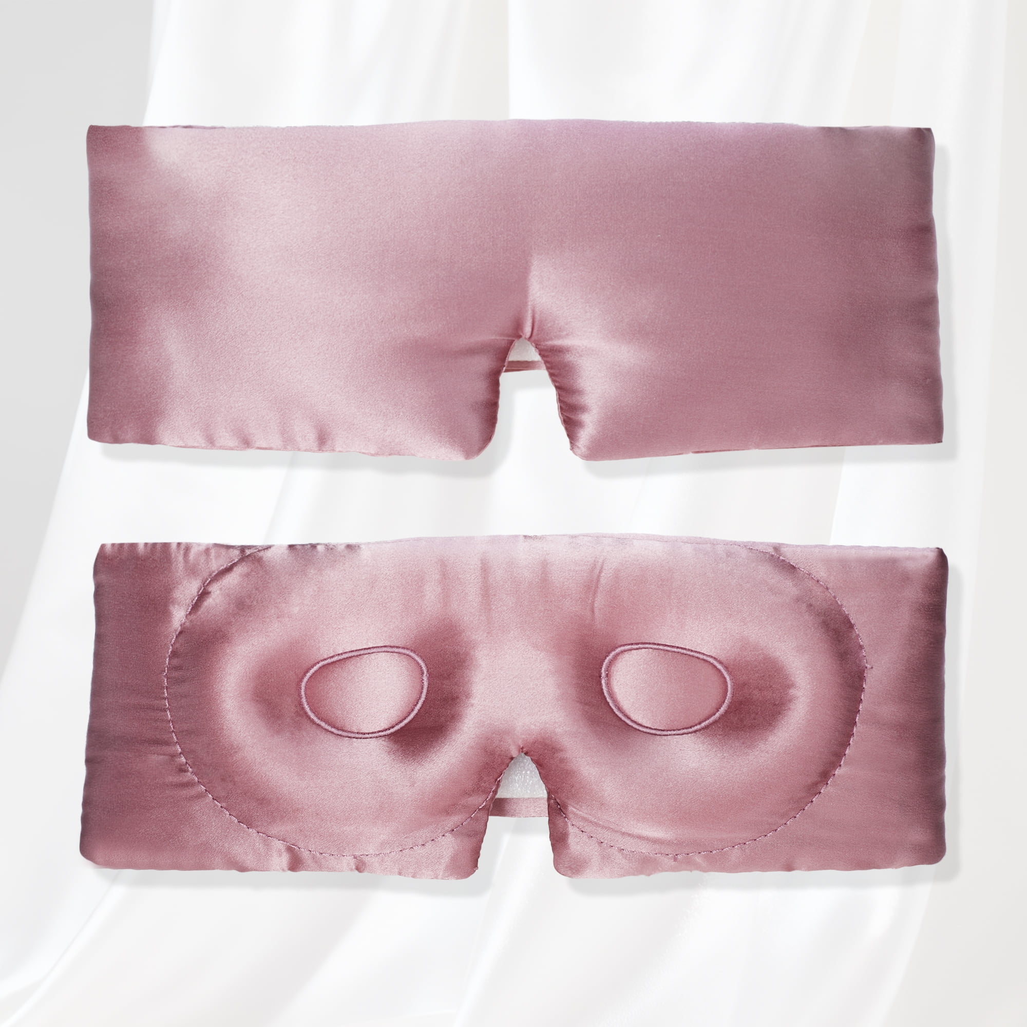 Unique Bargains 22 Momme Pure Silk Sleep Mask with Travel Pouch 3D Contour Adjustable Blindfold for Side Sleepers Eyelash Protecting for Natural Lashes & Extensions Bean Pink