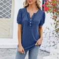 thumbnail image 5 of TKLPEHG Short Sleeve Tops for Women V-Neck Button Tunic Shirts Solid Color Tshirt Loose Fitted Dressy Casual Blouses Fashion Summer Womens Clothes (Navy,XXL), 5 of 8