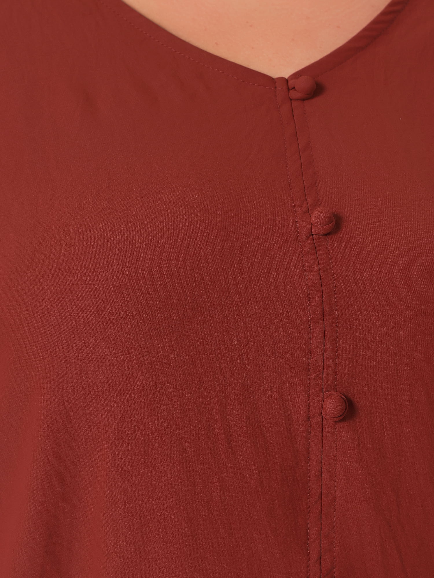 DARING DIVA Women's Plus Tops V Neck Smocked Casual Chiffon Blouse 1X Burgundy