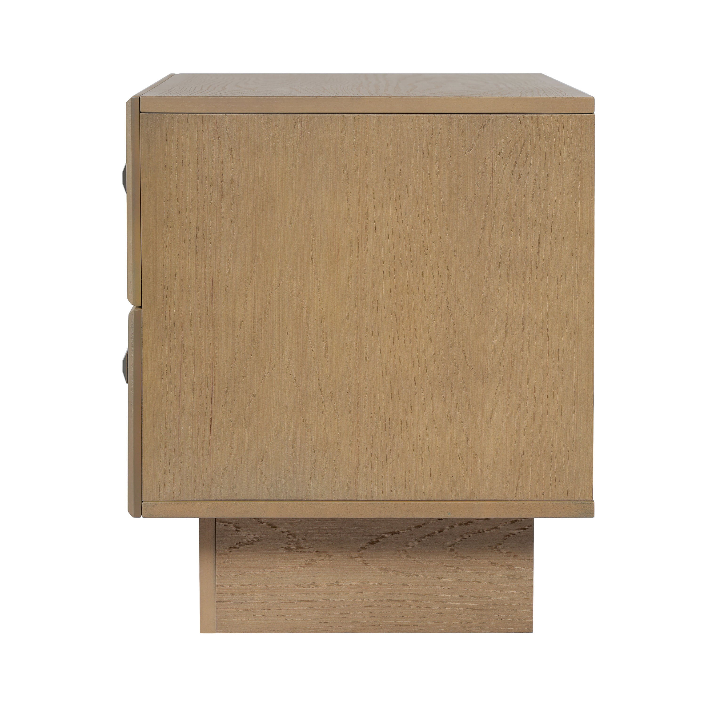 Euroco Mid-Century Nightstand with 2 Drawers, 24" Wide Bed Side Table with Fluted Pedestal,Wood Storage End Table Dresser for Bedroom,Living Room,Natural