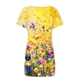 thumbnail image 3 of Puntoco Vestido De Manga Corta Para Mujer, Vestido Con Cuello Redondo Y Estampado Floral, Vestido De Manga Corta Con Cuello Redondo, Color S,Regalos Para Mujer Joven, 3 of 5