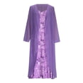 thumbnail image 4 of BRGZLK Women's Summer Dresses 2 Piece Outfit V-Neck Floral Print Long Sleeve Breathable Loose Comfortable Beach Cover-Up Dress Maxi Dresses Purple 4XL, 4 of 6