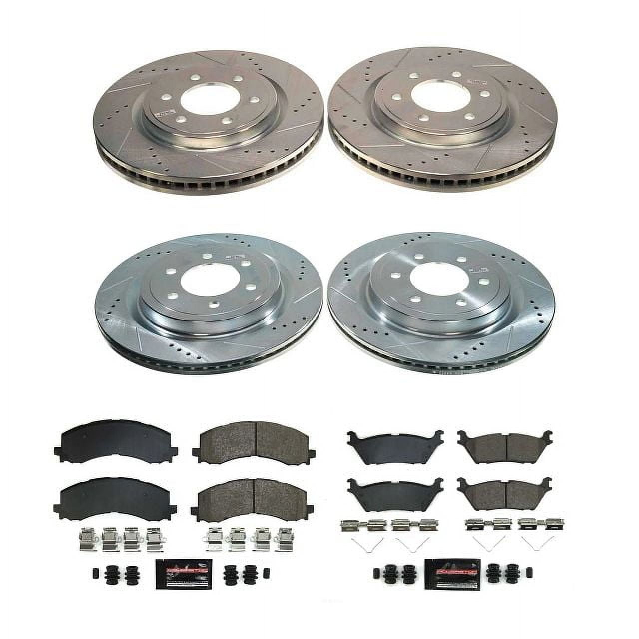 PowerStop Front and Rear Z23 Evolution Sport Carbon-Fiber Ceramic Brake Pad and Drilled & Slotted Rotor Kit Fits: FORD Select Models K8804