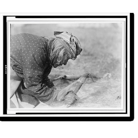 Historic Print, [Blackfoot Indian fleshing a hide], 16" x 20"