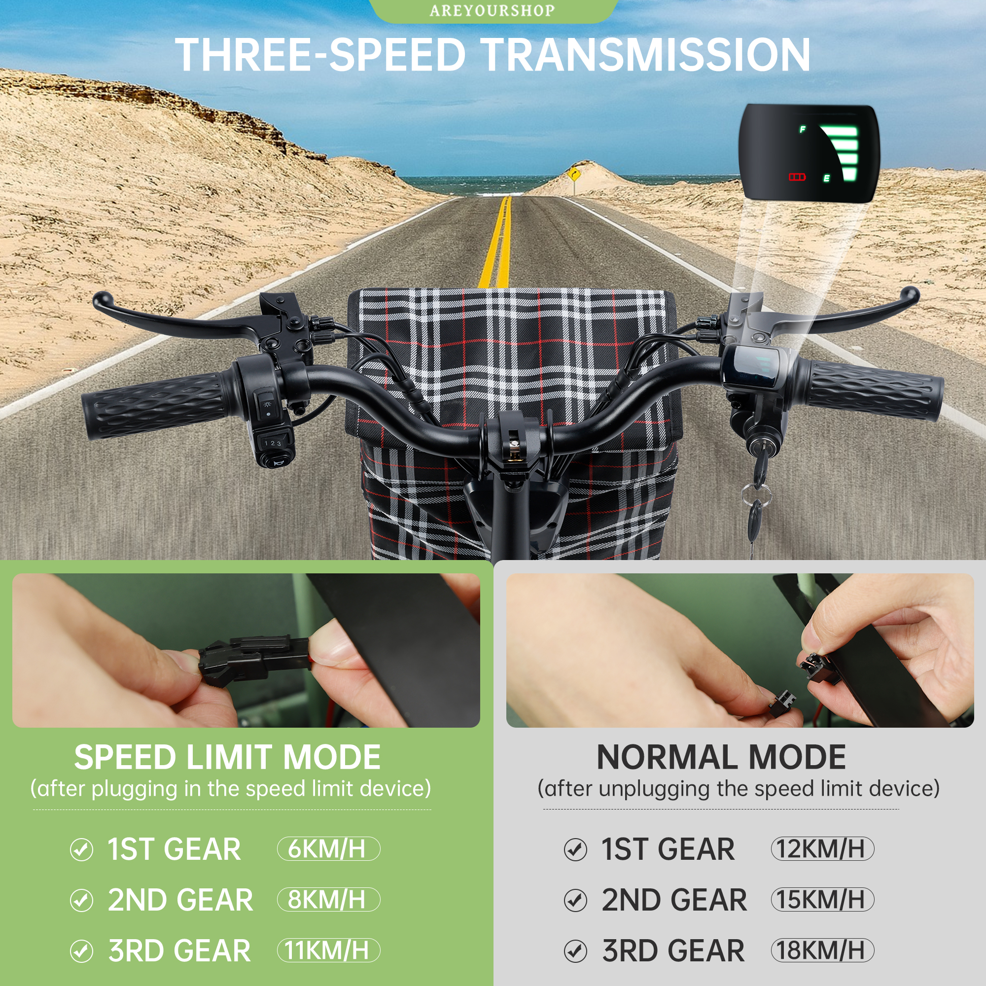 ARTUDATECH Electric Trike, Electric Tricycle for Adult, 400W 48V Foldable 3 Wheel Electric Bikes, Motorized Tricycle Adult Electric Three Wheels Bicycle for Adult Senior With Rear Seat