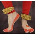 thumbnail image 2 of Banithani Indian Traditional 3 Line Classical Kathak 12 No Ghungroo Anklets Dancing Ankle Bracelet Pair Jewelry-Yellow, 2 of 5