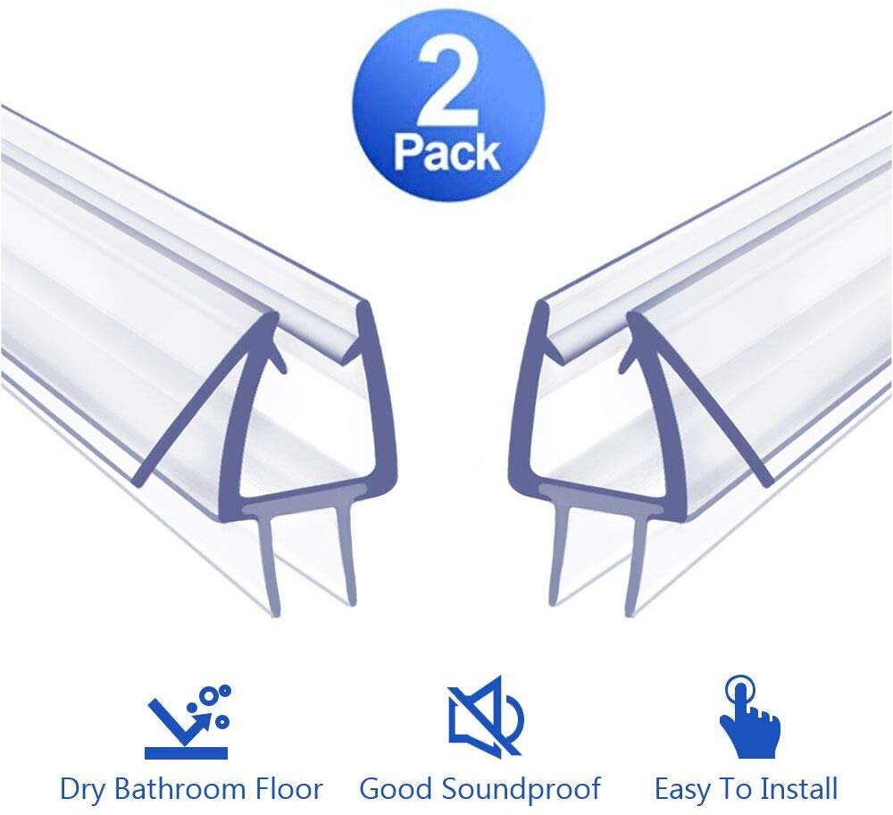 2Pack Frameless Shower Door Bottom Seal Create a Water Barrier (3/8