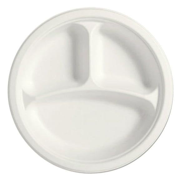 Go4Green Compostable 10-Inch 3-Compartment Plates, 20 Pieces