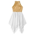 thumbnail image 4 of YONGHS Kids Girls Metallic Liturgical Praise Dance Dress Sleeveless Worship Church Robe Dancewear White 6, 4 of 5