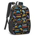 thumbnail image 2 of Game Controller Black Pattern 17" School Backpacks for Teens,Waterproof Oxford Fabric,S-Shape Padded Straps for School,Travel,Hiking,Camping, 2 of 6