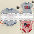 thumbnail image 3 of Newborn Infant Baby Girl Boy 4th Of July Romper Flag Bow Embroidery Summer, 3 of 6