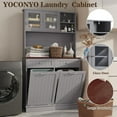 thumbnail image 4 of Double Tilt Out Trash Cabinet Storage Cabinet 20 Gallon with Two Solid Wood Hideaway Trash Holder Drawers, Dual Wooden Free Standing Recycling Cabinets Trash Can Bin Kitchen (Gray), 4 of 8