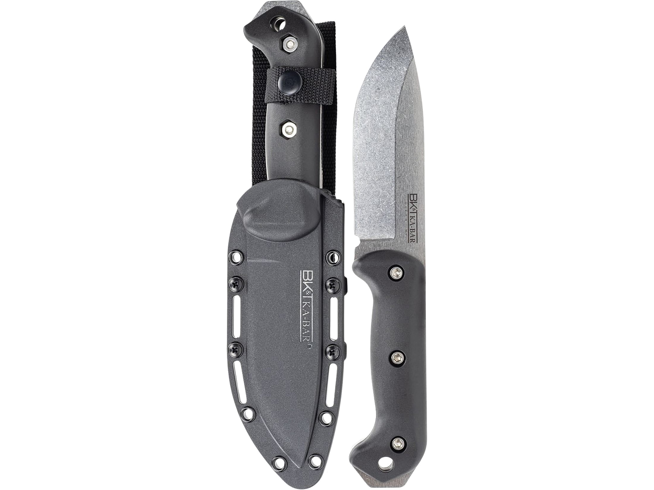 KA-BAR BK82 Becker Campanion Fixed Blade Knife 5.25" Drop Point CPM MagnaCut Stonewashed Blade Zytel Handle Black