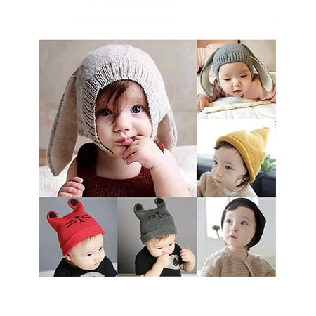 - Baby Toddler Girl Boy Cute Rabbit Ear Cat Knit Earflap Beanie Hat Warm Soft Cap
