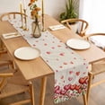 thumbnail image 3 of Valentine's Day Table Runner - 60 Inch Long, Kitchen Dining Table Runner Dresser Scarves, Pink Love Flowers Leaves Plants Spring Beige Farmhouse Decor for Coffee Tables Wedding Party Banquet, 3 of 8