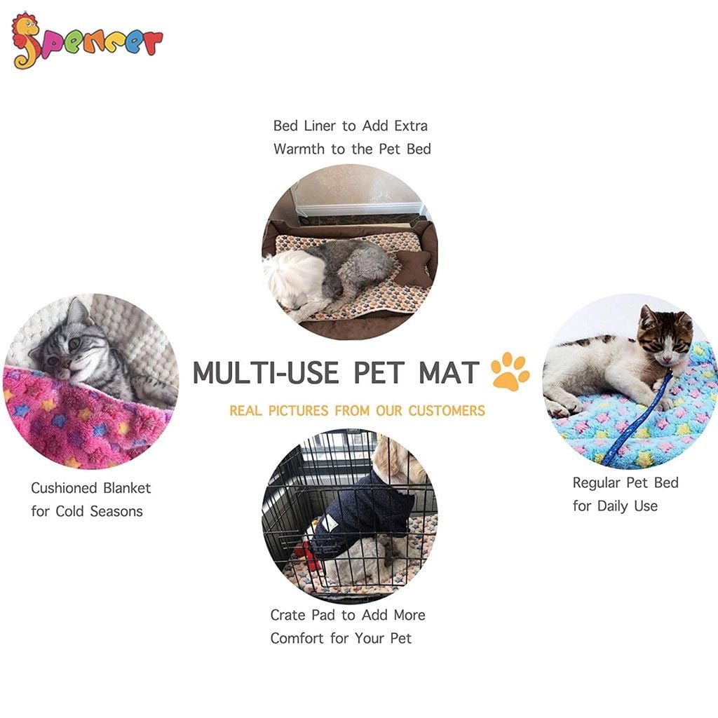 Spencer Large Dog Cat Pet Sleep Mat Soft Warm Reversible Fleece Crate Bed Mat Kennel Cage Cushion for Large Medium Small Dog Cat (L, Pink)