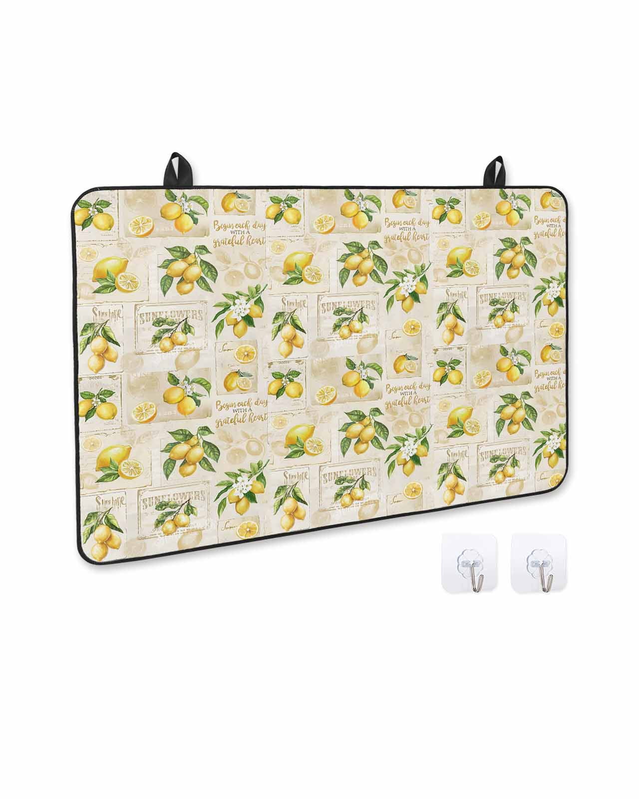 nqOlkjepod Large Induction Cooktop Protector Mat 24"x21", Summer Lemons Stove Top Covers for Electric Stove, Retro Country Botanical Plants Fruit Stove Burner Cover Mats, Glass Top Stove Cover