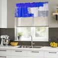 thumbnail image 5 of Blue Purple Grey Valances for Windows, Decorative Rod Pocket Window Valance Curtains, Geometric Oil Painting Abstract Modern Short Curtain Drapes for Kitchen/Living Room, 2 Panels, 42" W x 18" L, 5 of 8