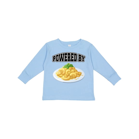 Inktastic Powered by Macaroni and Cheese Boys or Girls Long Sleeve Toddler T-Shirt