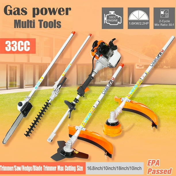 Gas Powered Weed Eater, 33CC 2Cycle Grass Brush Cutter & Pole Saw