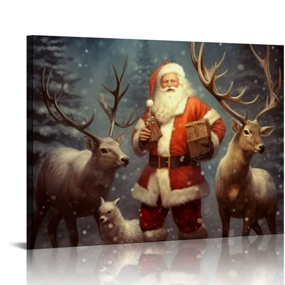 Nawypu  Santa Claus Holiday Retro Poster Canvas Wall Art Print Room Wall Decor Bedroom Aesthetic Living Room Decor Christmas Gift