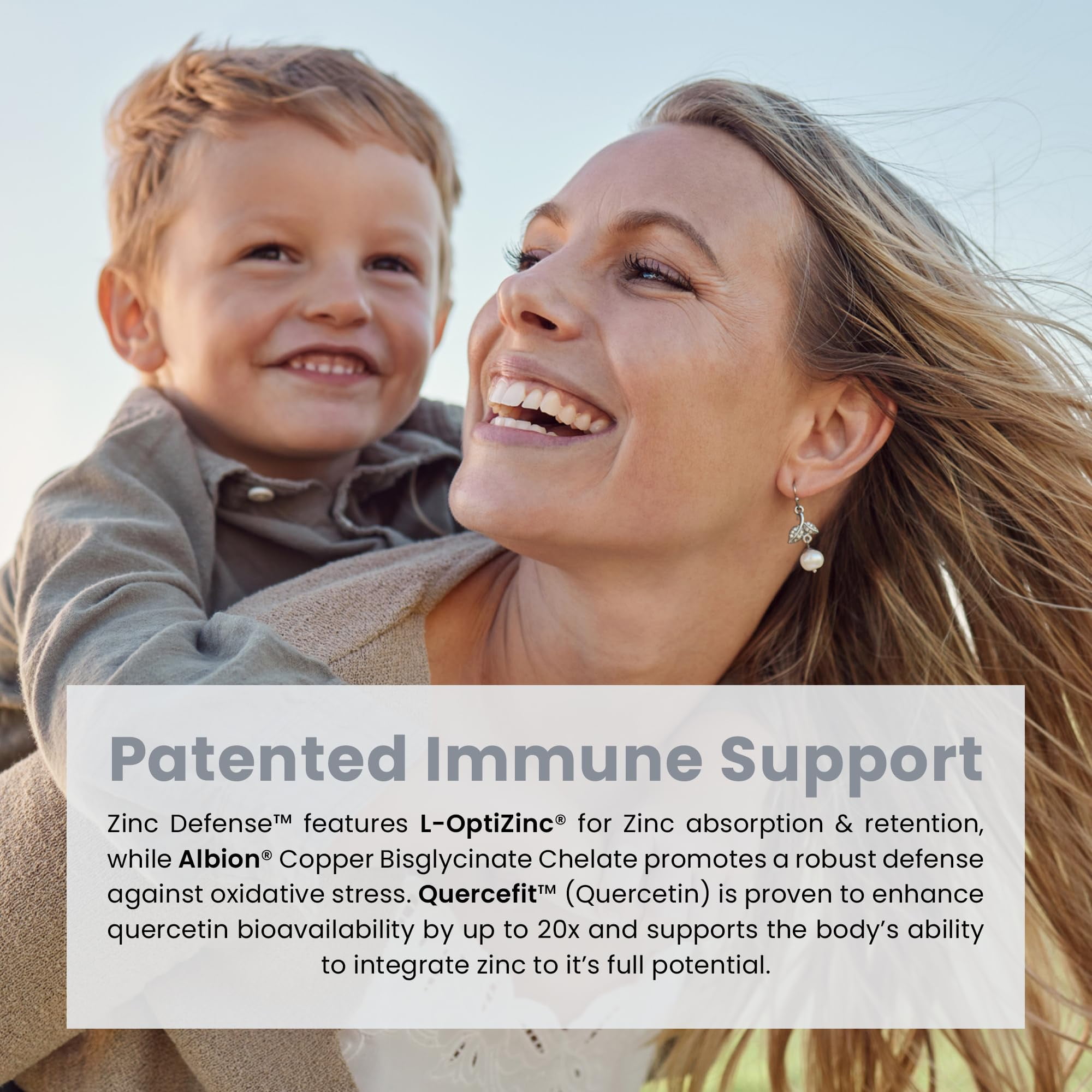 Zinc Defense | Zinc + Copper + Quercetin | 60 Servings in Vegan Capsules | L-OptiZinc & Quercefit Ionophore | Chelated Minerals | Immune, Gut, & Hormonal Balance Support