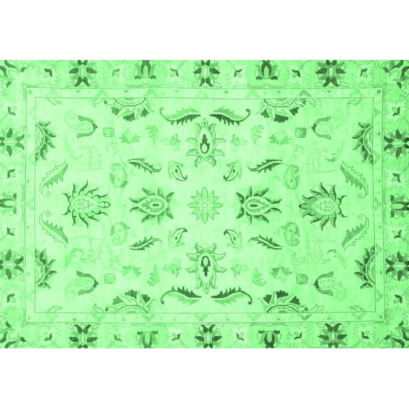 Ahgly Company Indoor Rectangle Oriental Emerald Green Traditional Area Rugs, 8' x 12'